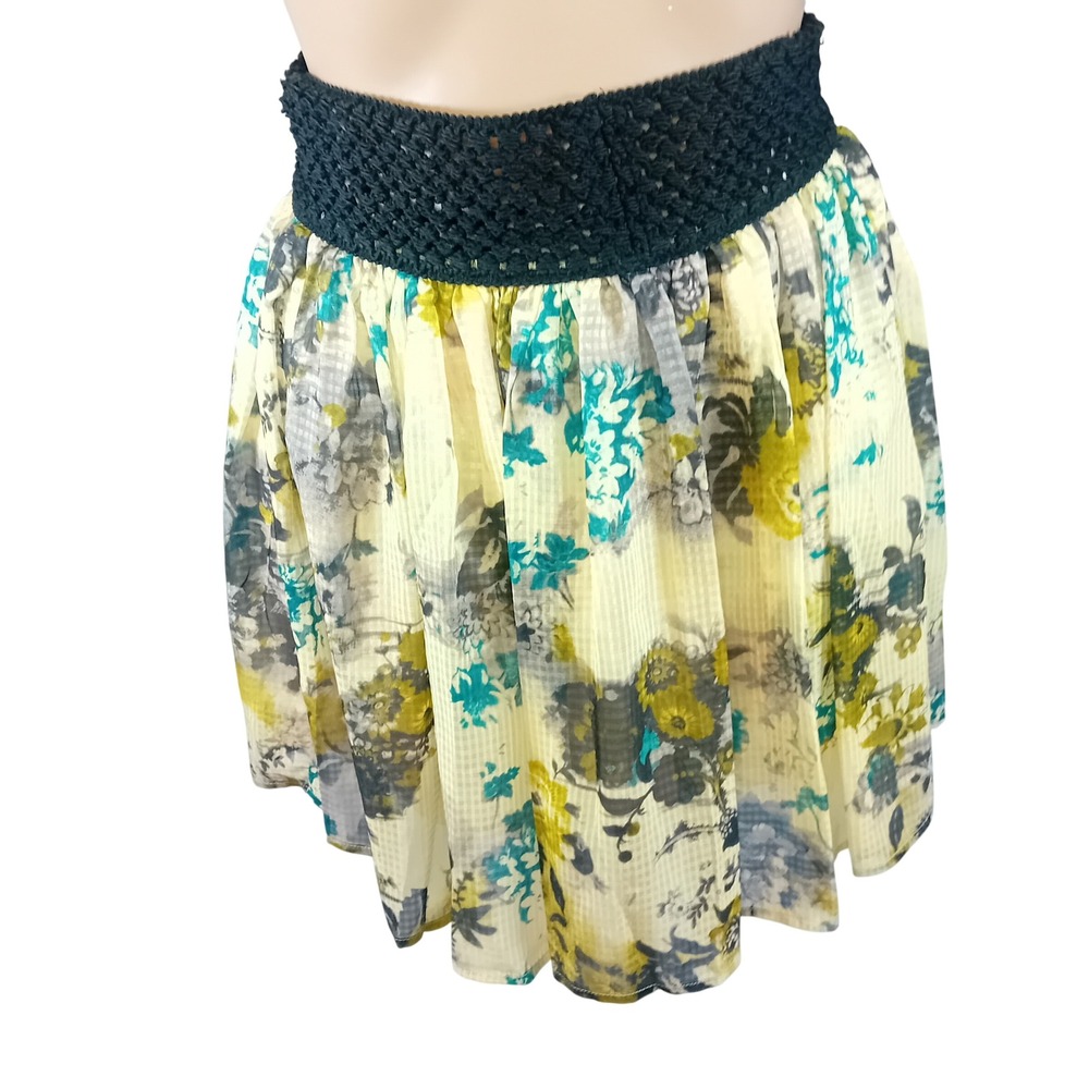 Y2K Kopa Floral Satin Mini Skirt Elastic Waist Whimsigoth Indie Sleaze M‎ READ
